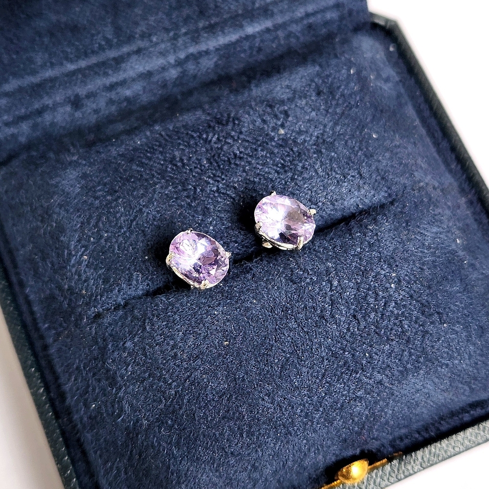 VTG 8x6mm 3cts Glowing Tanzanite Indigo 8x6mm 925 Stud Earrings, Our Last Pair - Picture 15 of 15